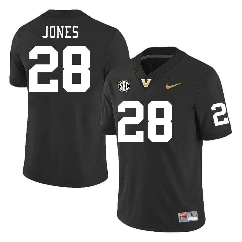 Vanderbilt Commodores #28 Thomas Jones College Football Jerseys Stitched-Black